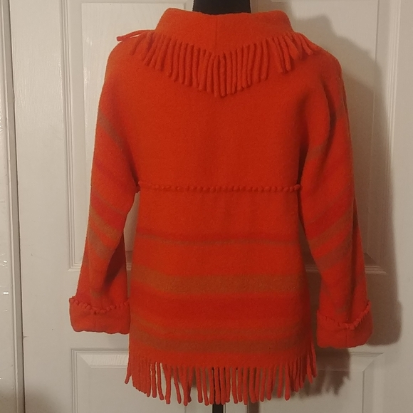 Vtg LAPP LANDER by Johnstone's Design Orange Wool Thick Sweater Scotland sz S-M - Picture 4 of 5